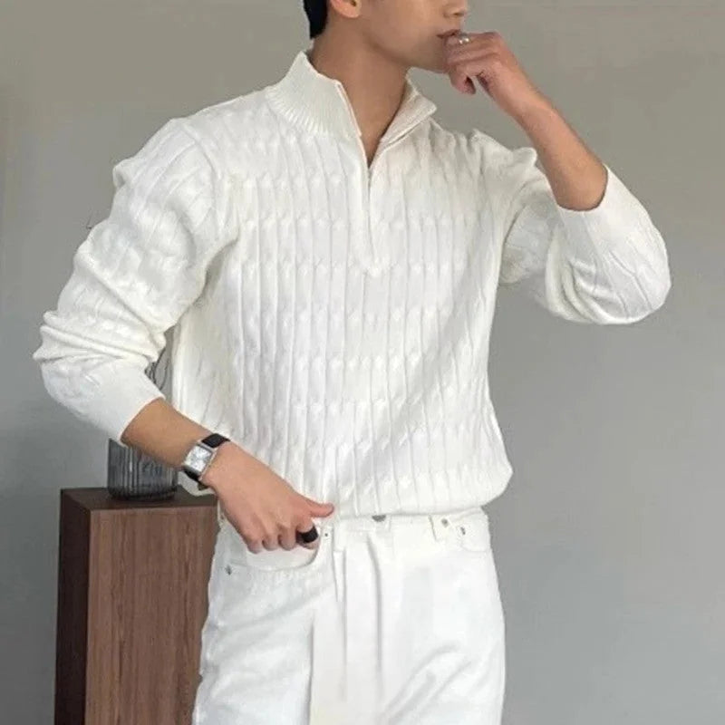Azenli ZIPPED WHITE SWEATER