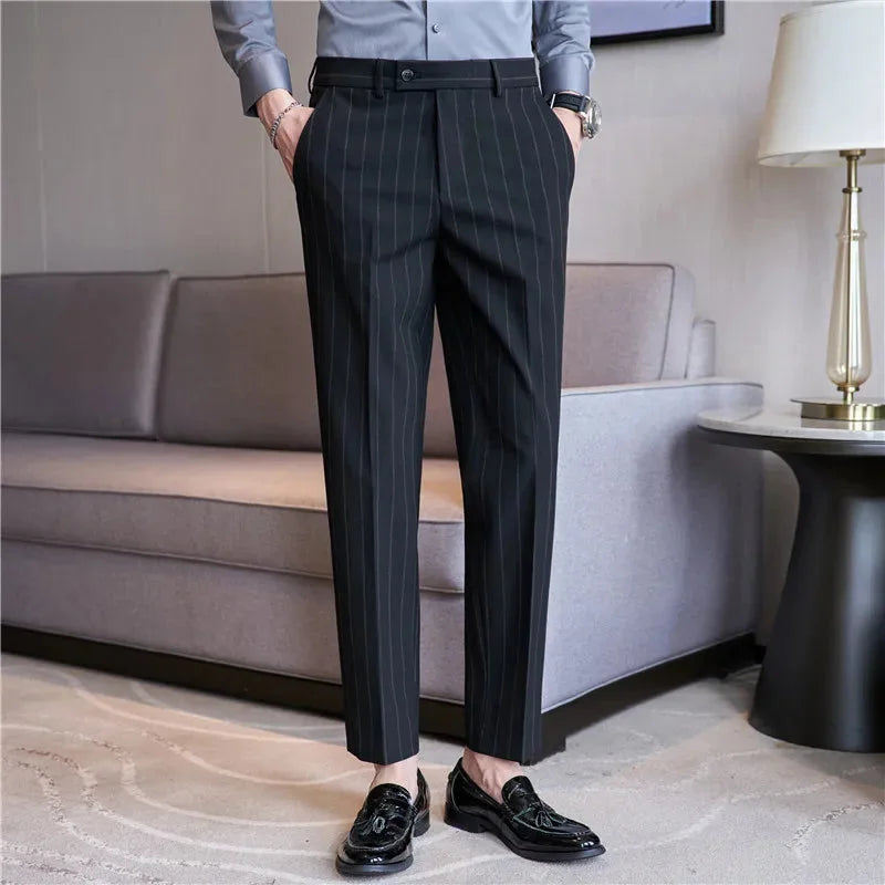 Pinstripe Suit Trousers for Men Azenli