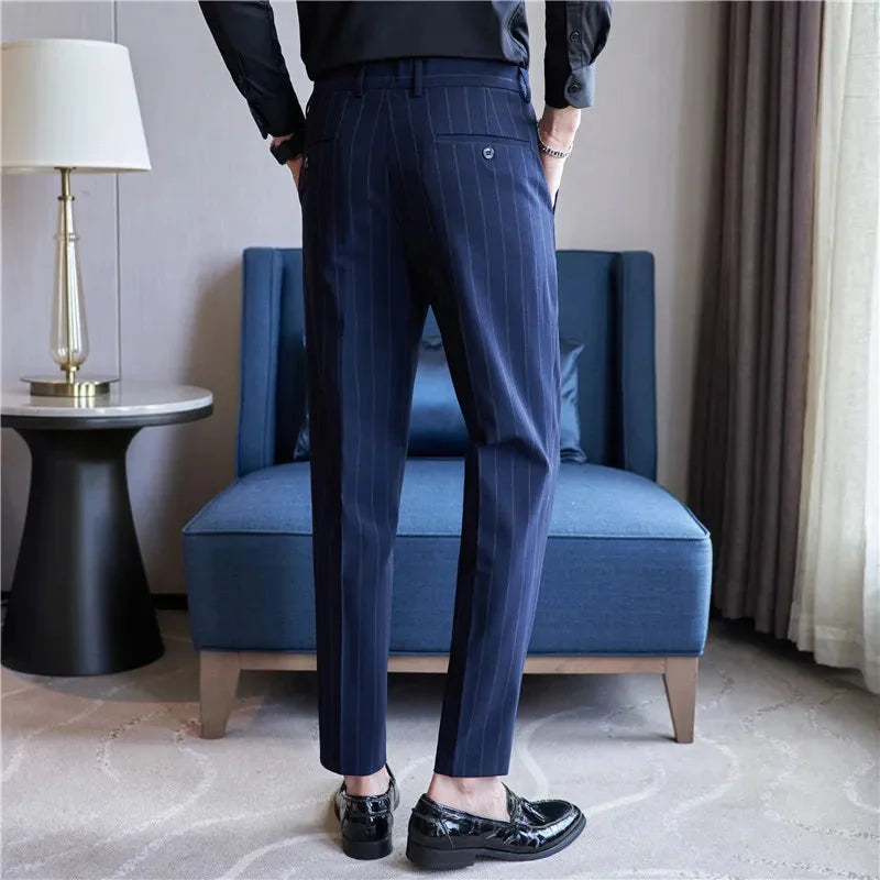 Pinstripe Suit Trousers for Men Azenli
