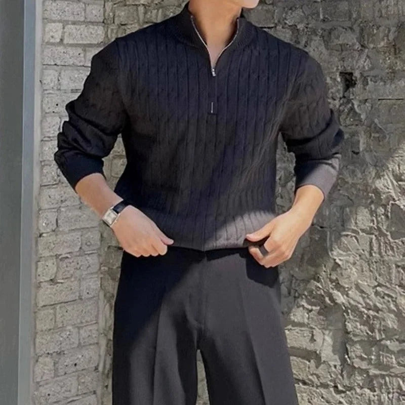 Azenli ZIPPED WHITE SWEATER